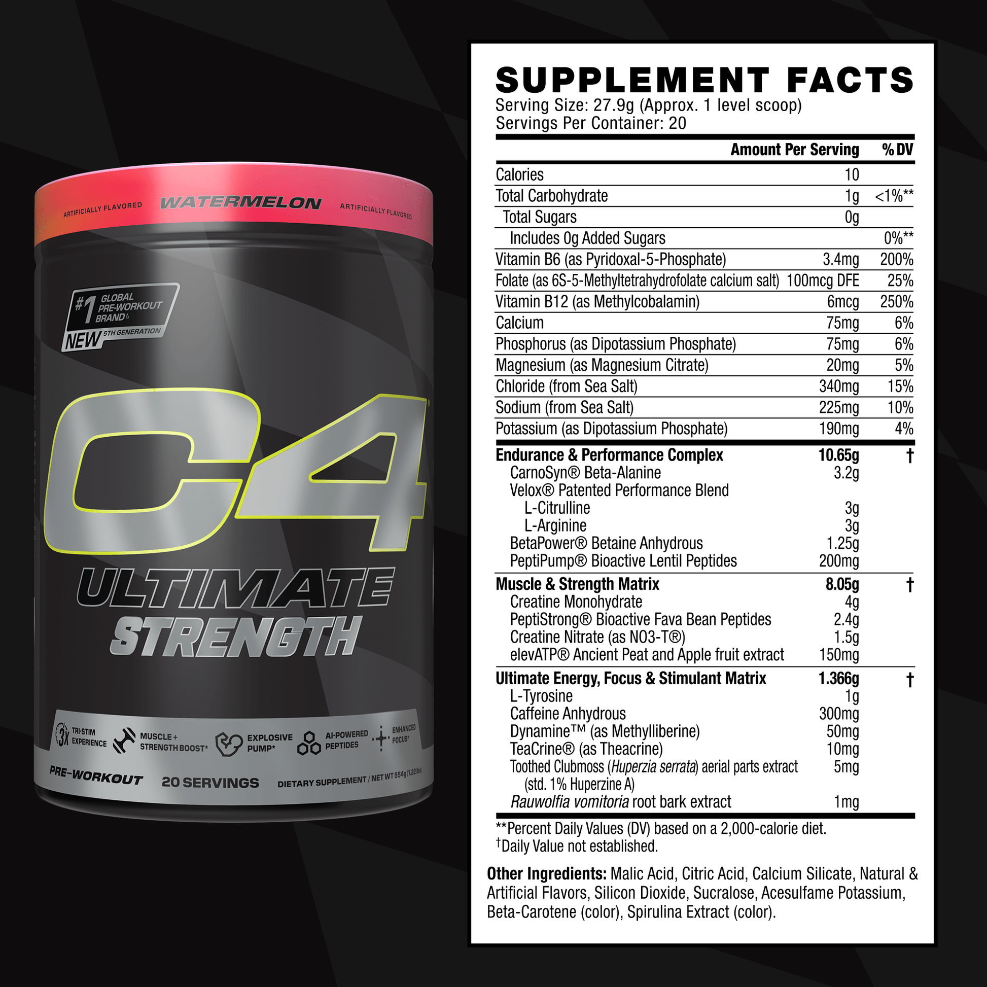C4 Ultimate Strength Pre Workout Powder View 3