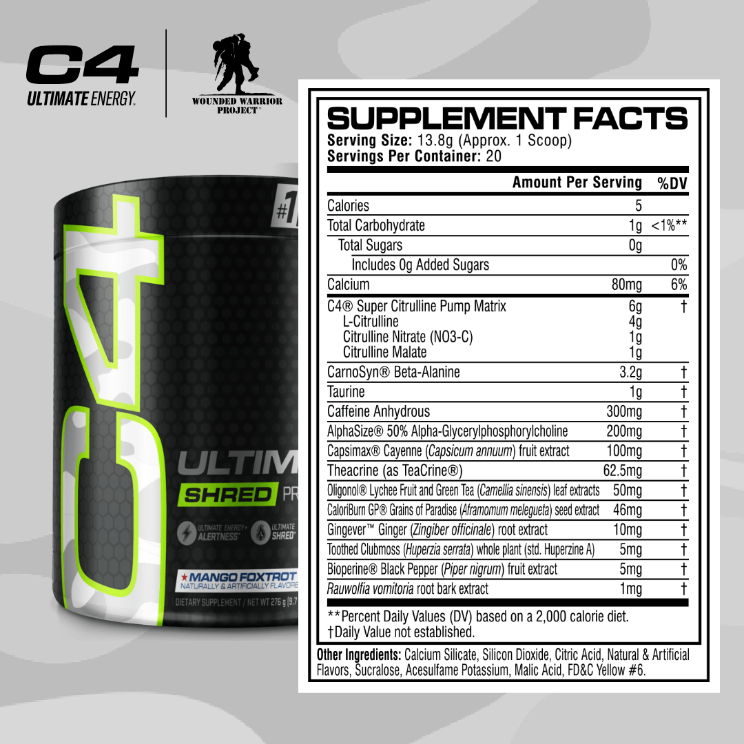 C4 Ultimate® Shred X Wounded Warrior Project® Pre Workout Powder