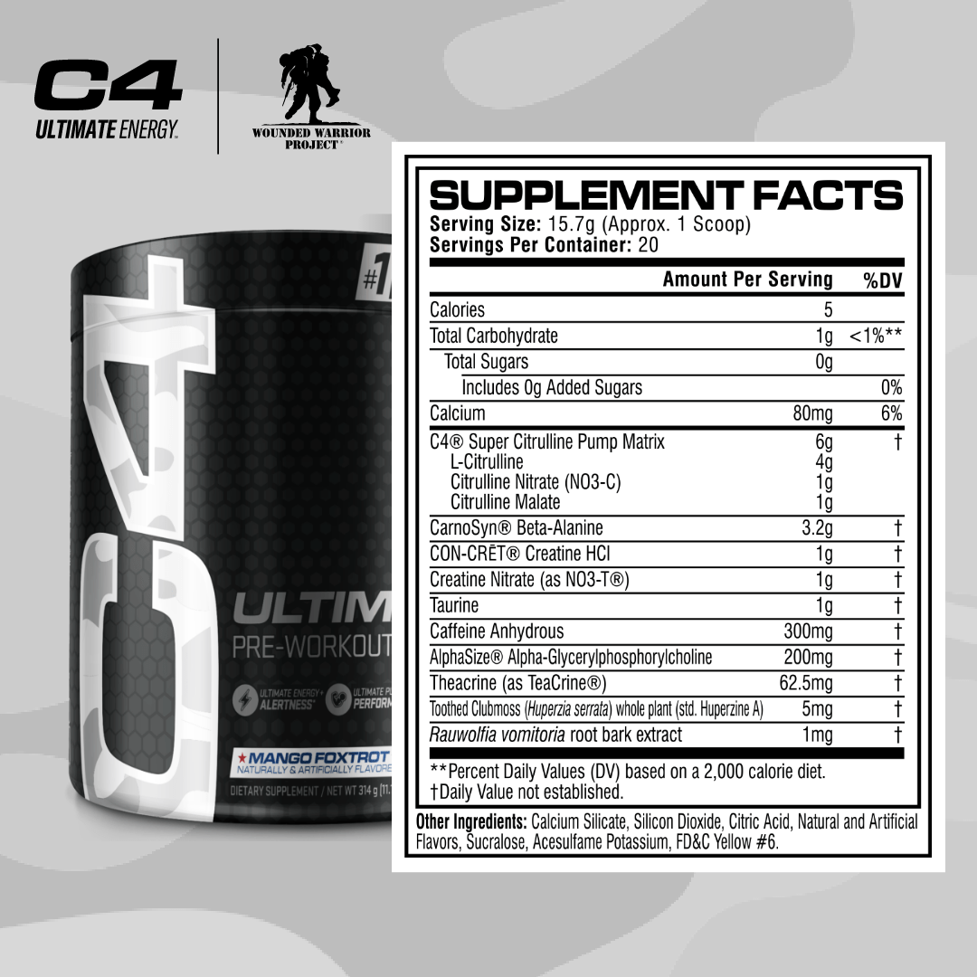 C4 Ultimate® X Wounded Warrior Project® Pre Workout Powder