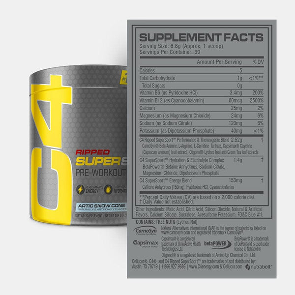 c4 ripped supersport artic snow supplement facts View 5