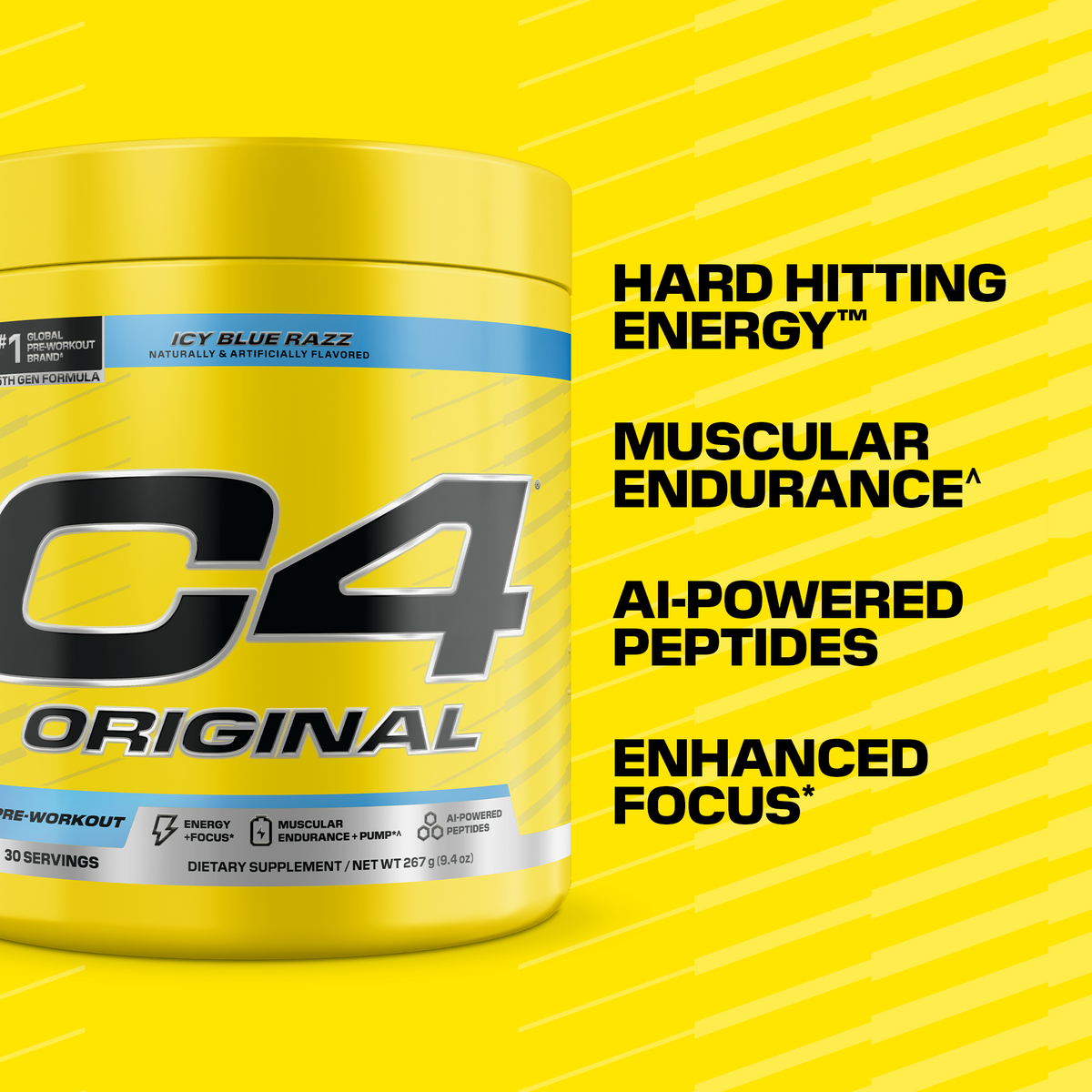 C4 Original Pre-Workout energy endurance peptides and focus features