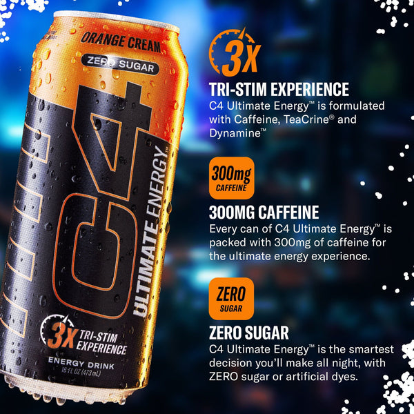 C4 Ultimate Energy Drink, Fruit Punch, 16 oz, Single Can 