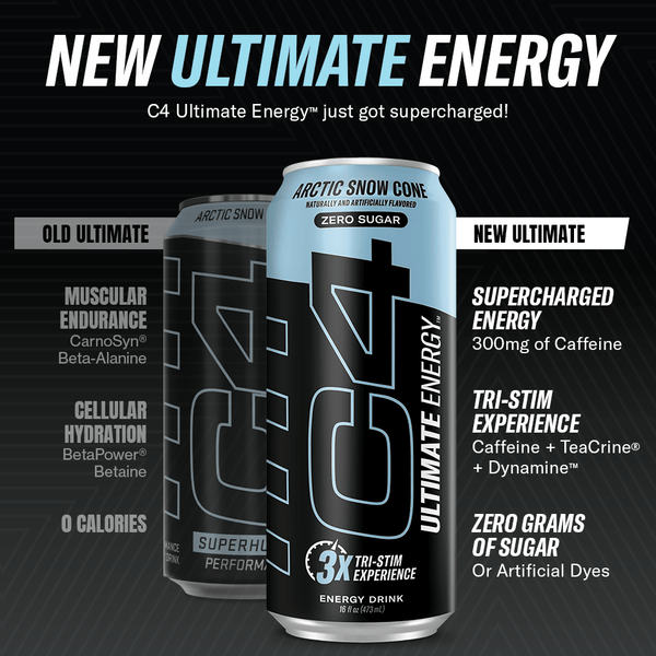 C4 Ultimate | 300mg Caffeine Sugar Free Energy Drink | Fruit Punch | Pre Workout Performance Drink | 16oz (Pack of 12)