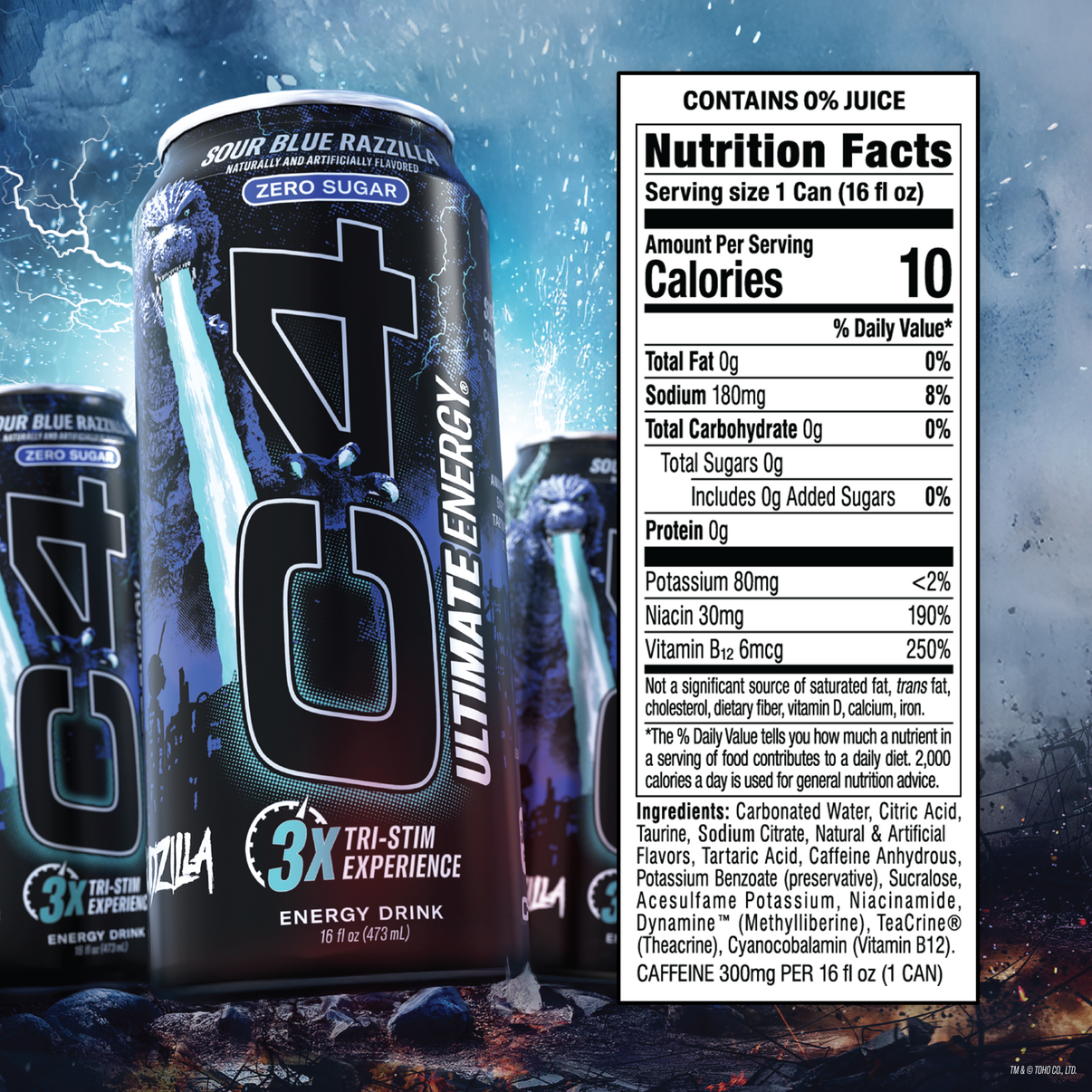 C4 Ultimate Energy® Carbonated x Godzilla | 300mg Energy Drink (12-Pack ...