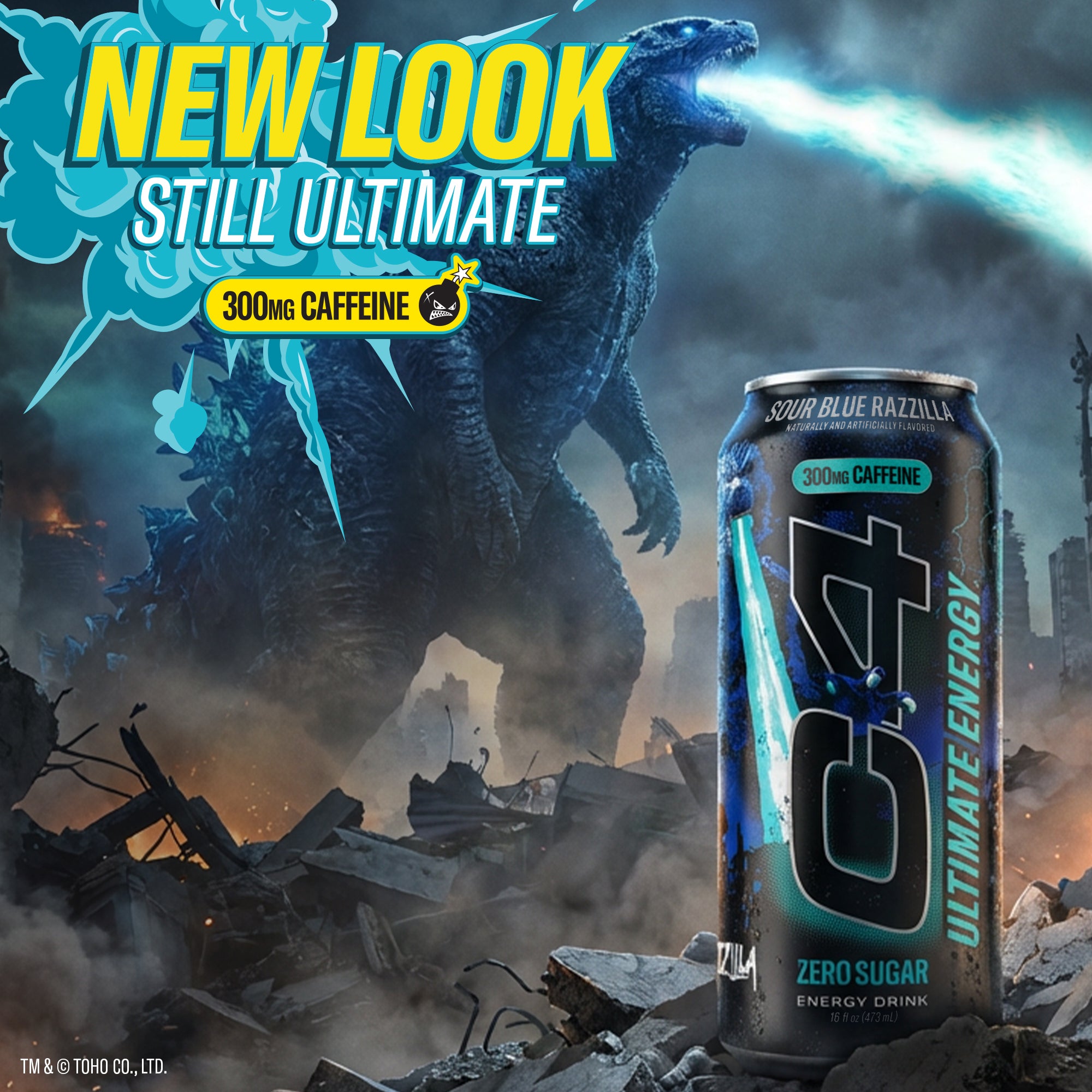 C4 Ultimate Energy® Carbonated x Godzilla | 300mg Energy Drink (12