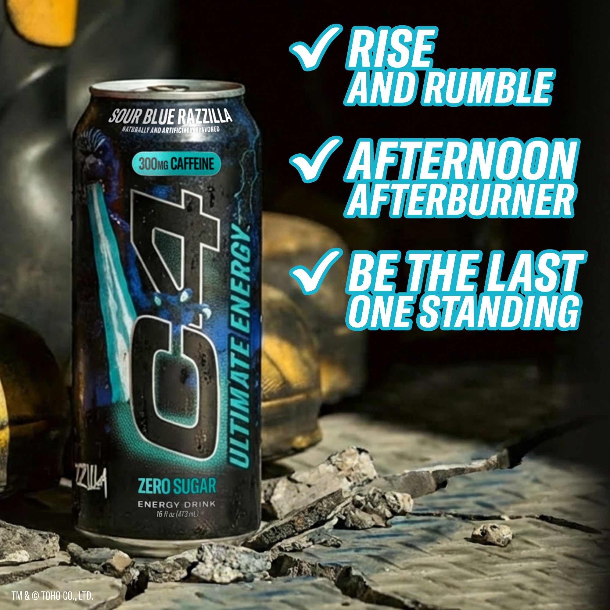 C4 Ultimate Energy® Carbonated x Godzilla | 300mg Energy Drink (12