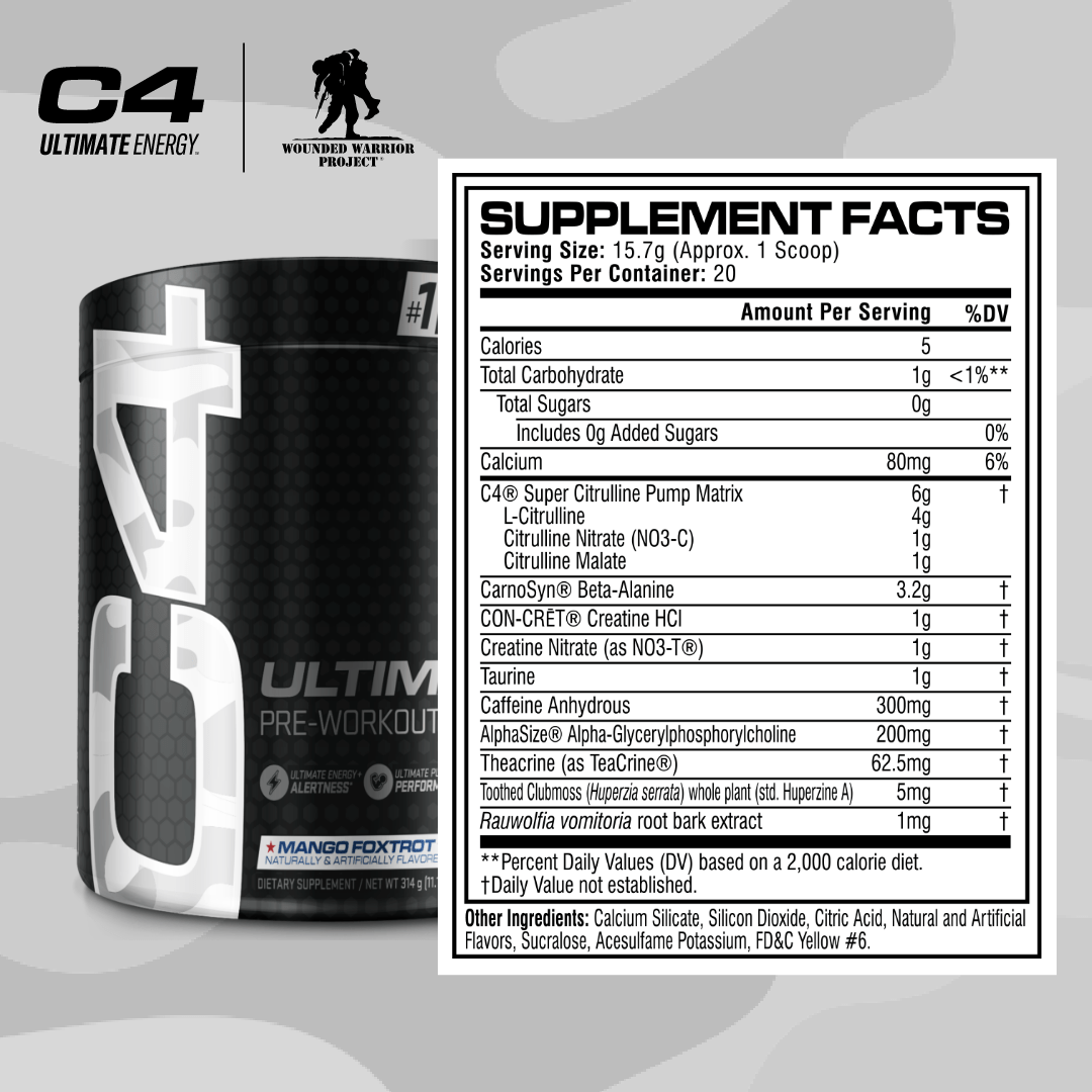 C4 Ultimate® X Wounded Warrior Project® Pre Workout Powder View 9