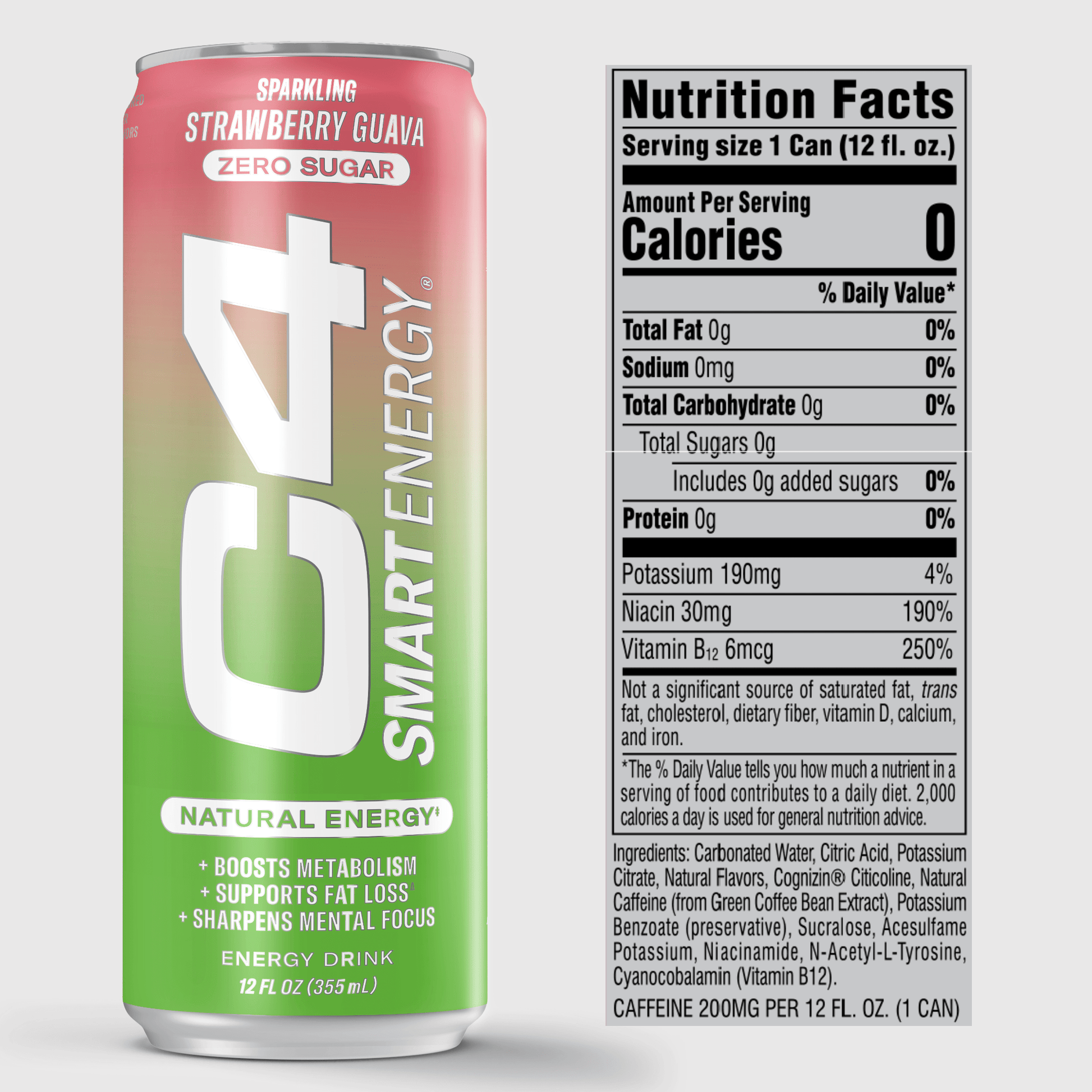 C4 SMART ENERGY® CARBONATED Nutrition Facts