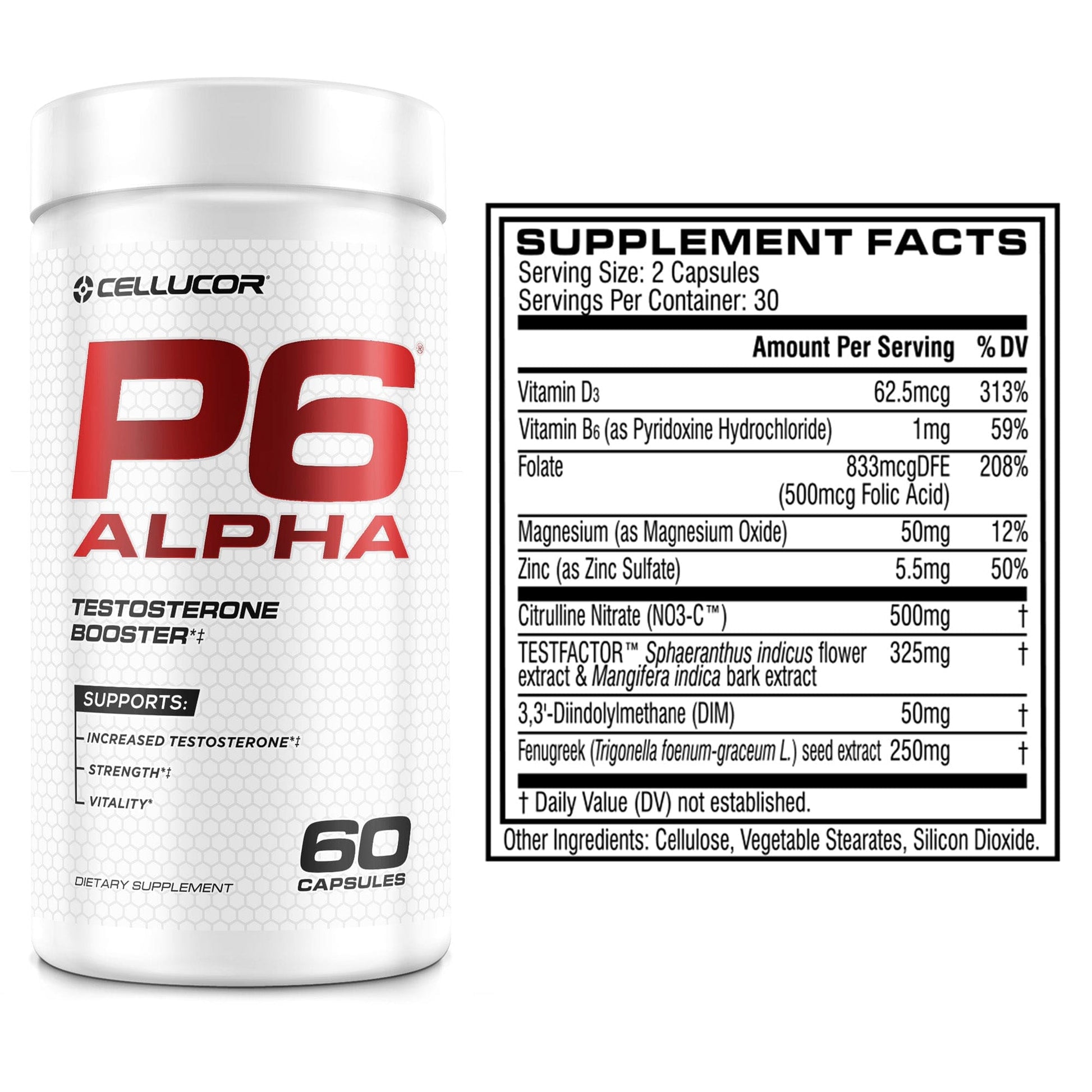 P6 Alpha - supplement facts label
