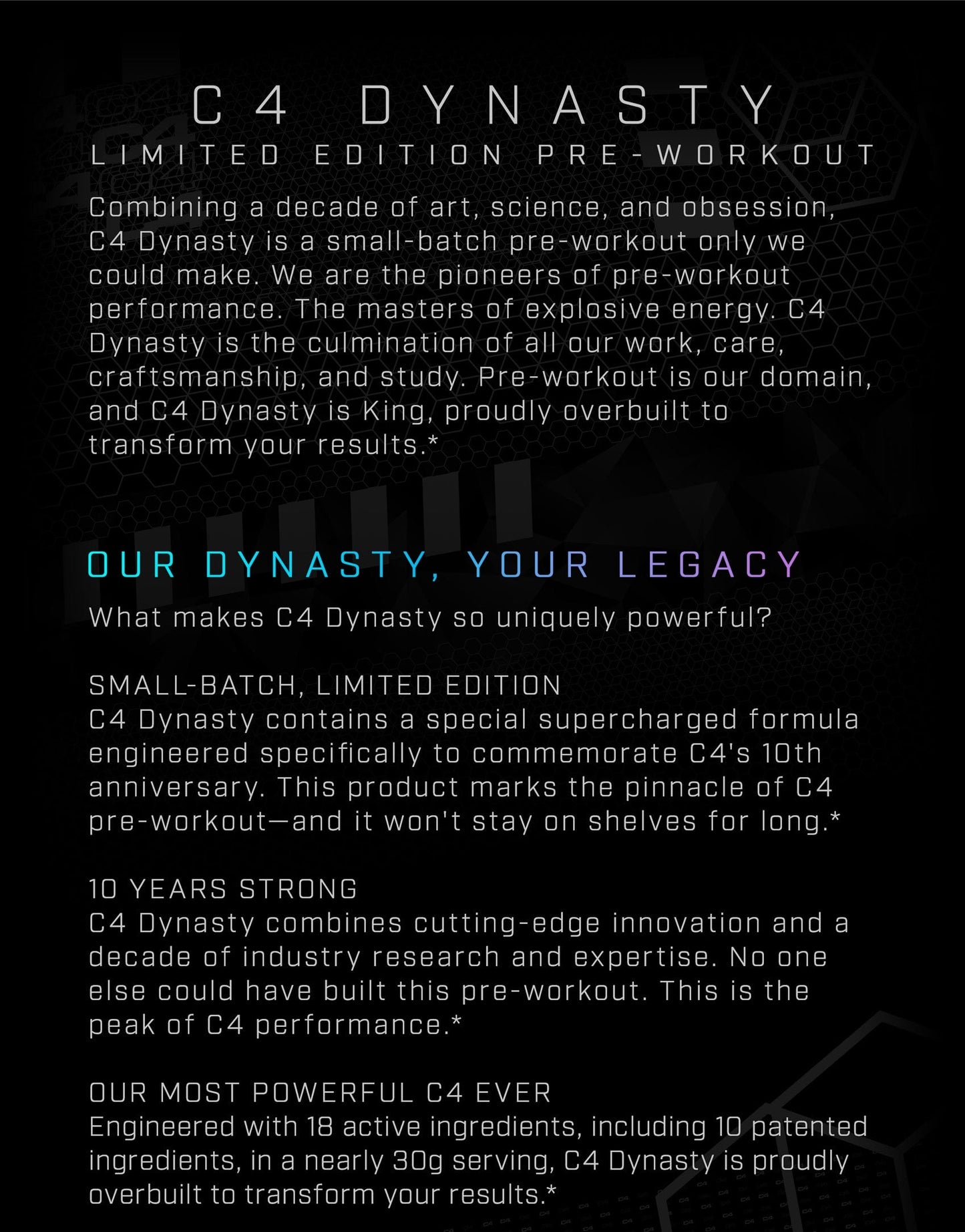c4 dynasty mmx limited edition black label pre workout