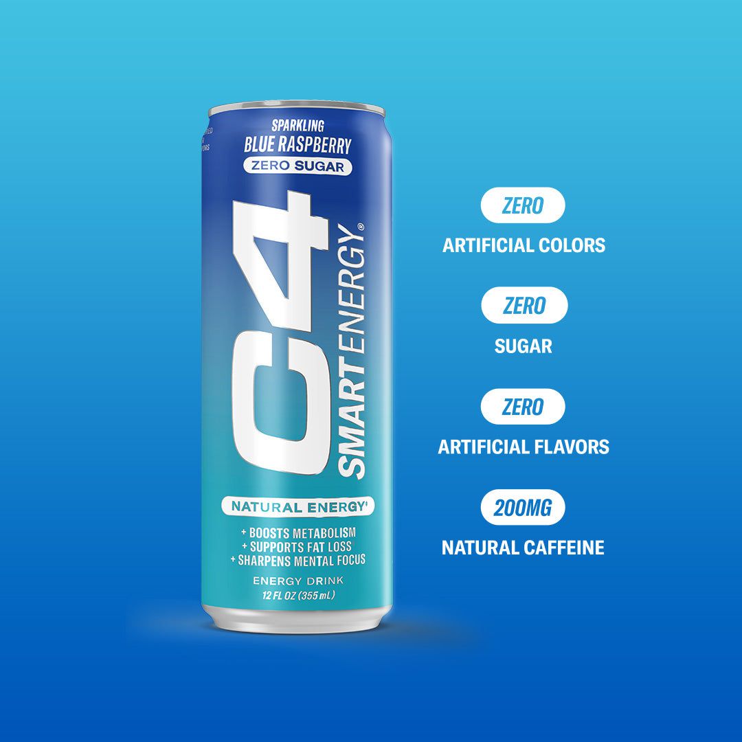 C4 Smart Energy Drink – Boost Focus and Energy with Zero Sugar, Natural  Energy, and Nootropics - 200mg Caffeine - Blood Orange Yuzu (12oz Pack of  12)