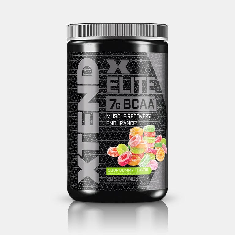 xtend elite bcaa powder, sour gummy, 20 servings